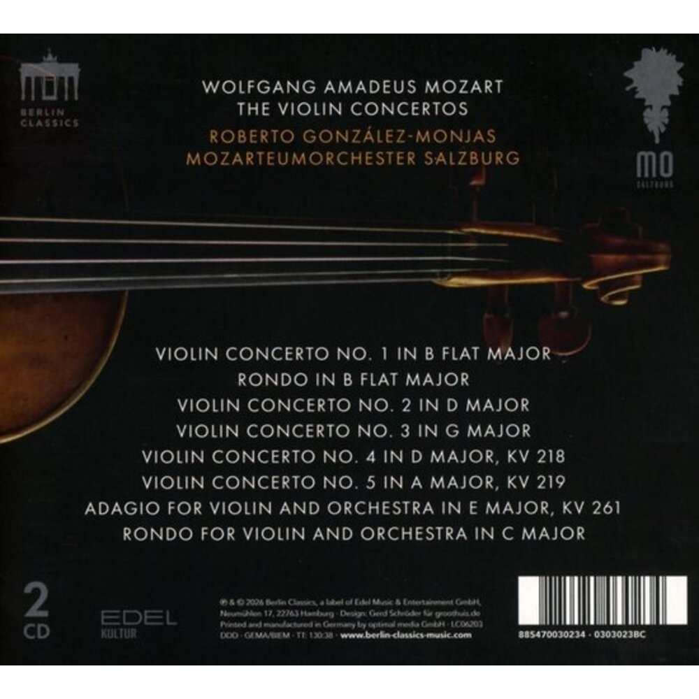 Berlin Classics MOZART: THE VIOLIN CONCERTOS (2CD)