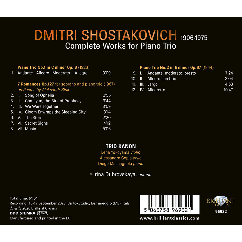 Brilliant Classics SHOSTAKOVICH: COMPLETE WORKS FOR PIANO TRIO