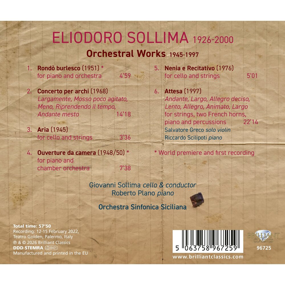Brilliant Classics SOLLIMA: ORCHESTRAL WORKS (1945-1997)