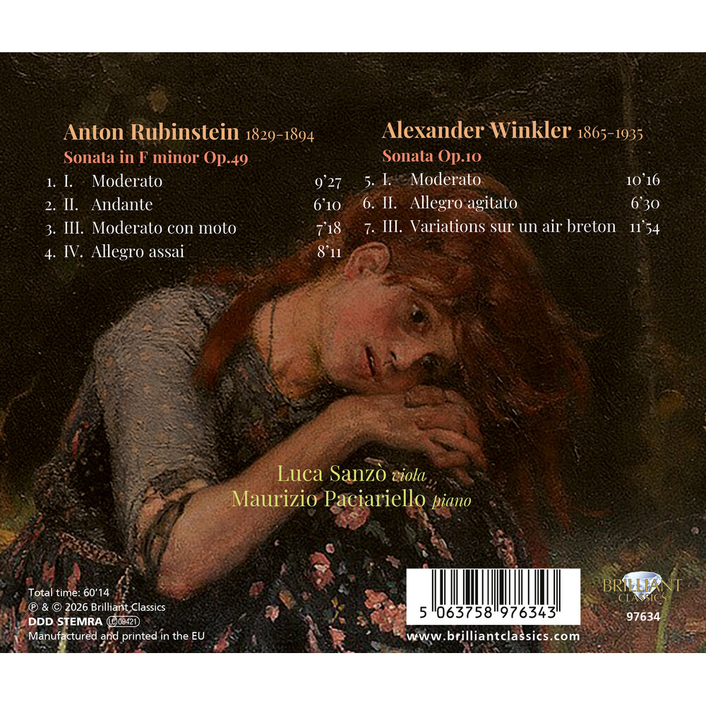 Brilliant Classics RUBINSTEIN & WINKLER: SONATAS FOR VIOLA AND PIANO