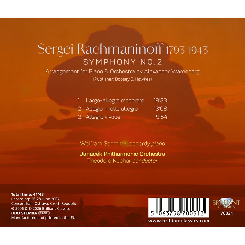 Brilliant Classics RACHMANINOFF: SYMPHONY NO.2 (ARRANGEMENT FOR PIANO & ORCHESTRA BY ALEXANDER WARENBERG)