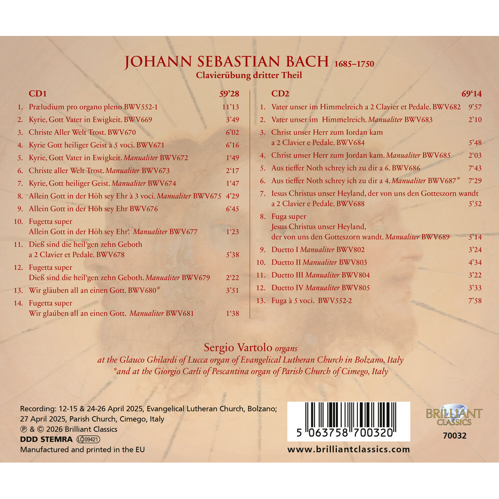 Brilliant Classics J.S. BACH: CLAVIERÜBUNG DRITTER THEIL (2CD)