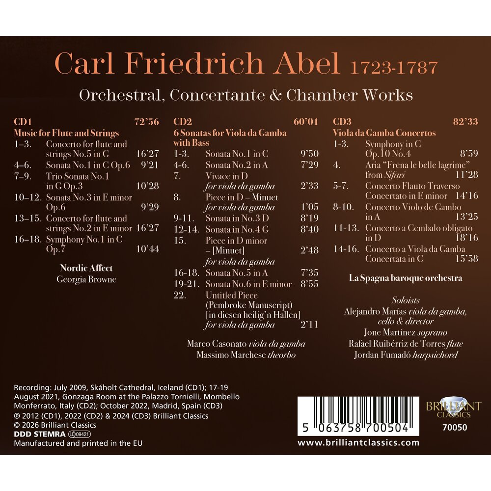Brilliant Classics ABEL: ORCHESTRAL, CONCERTANTE & CHAMBER WORKS (3CD)