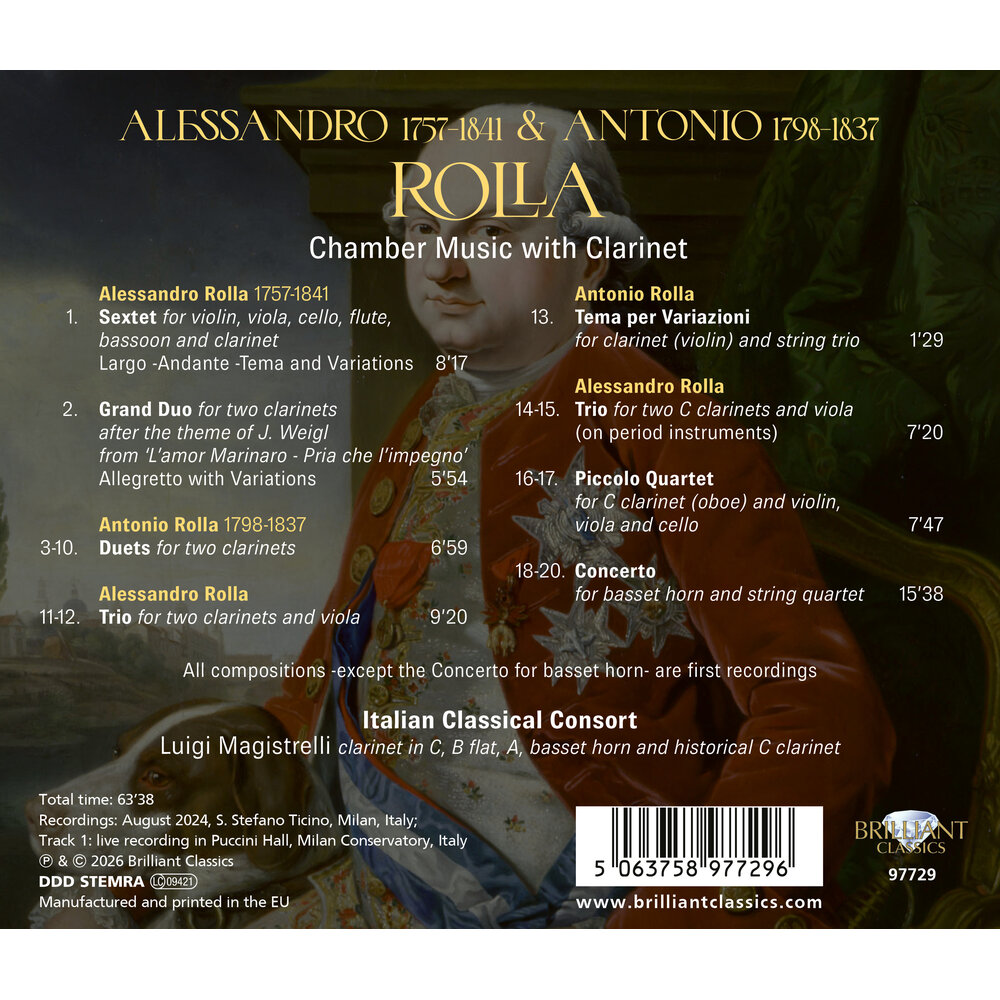 Brilliant Classics ALESSANDRO & ANTONIO ROLLA: CHAMBER MUSIC WITH CLARINET