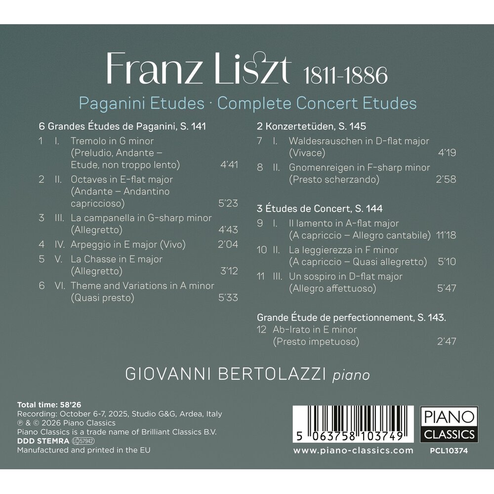 Piano Classics LISZT: PAGANINI ETUDES, COMPLETE CONCERT ETUDES