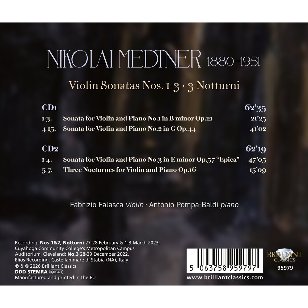 Brilliant Classics MEDTNER: VIOLIN SONATAS NOS 1-3, 3 NOTTURNI (2CD)
