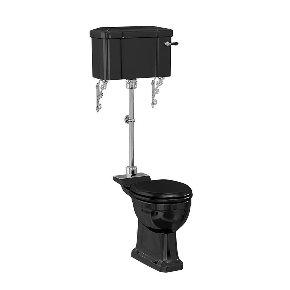 BB Edwardian Bespoke Medium level toilet with porcelain cistern - p-trap - black