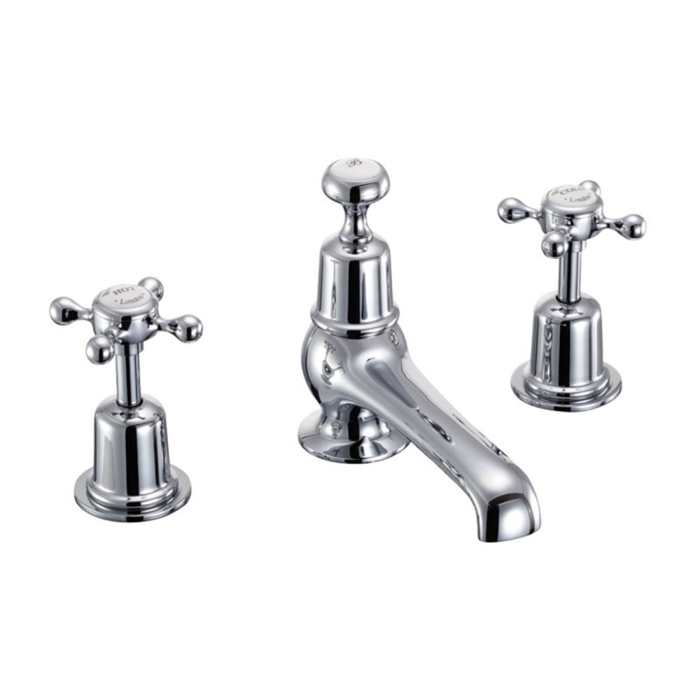 BB Edwardian Claremont 3-hole basin mixer with pop-up waste