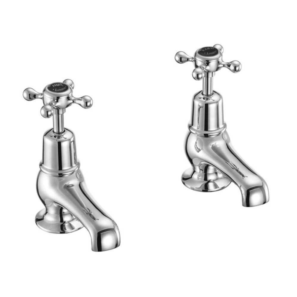 BB Edwardian Black Claremont Black pillar taps (pair) with 3"-spout