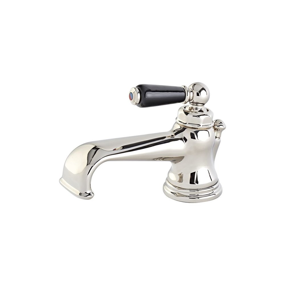 Perrin & Rowe Victorian Black 1-hole basin mixer with black porcelain lever handle