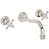 Perrin & Rowe Georgian 3-hole wall mounted basin mixer with crosshead handles E.3616