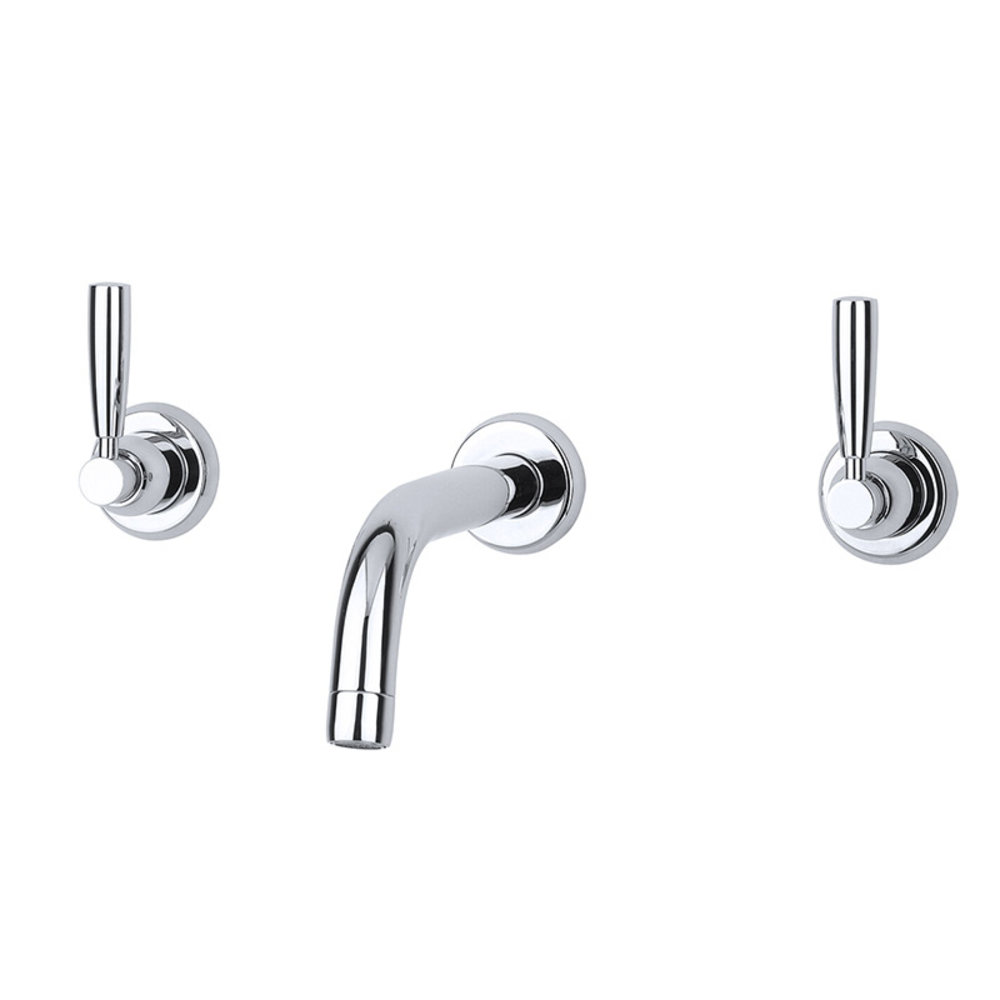 Perrin & Rowe Langbourn Langbourn 3-hole wall mounted basin mixer with lever handles E.3395
