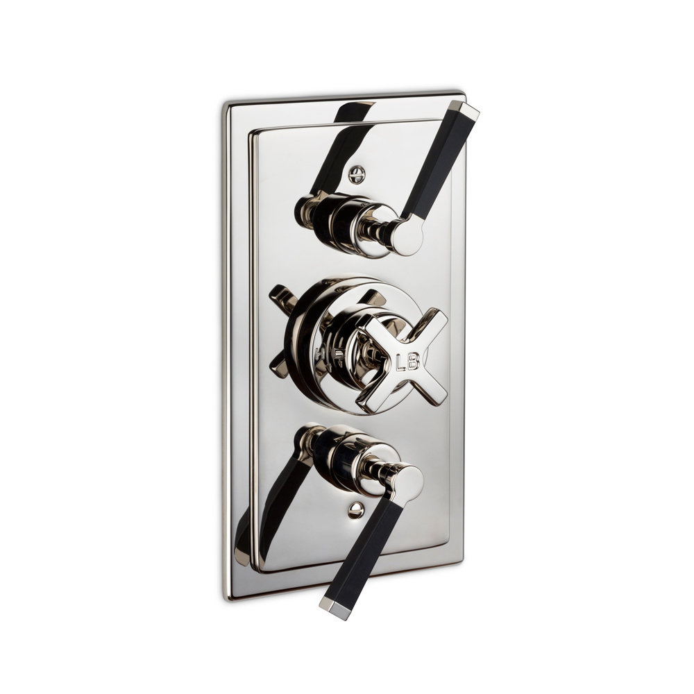 Lefroy Brooks 1930 Mackintosh Black LB1930 Mackintosh inbouw douchethermostaat met 2 stopkranen, hendel zwart MB-8736