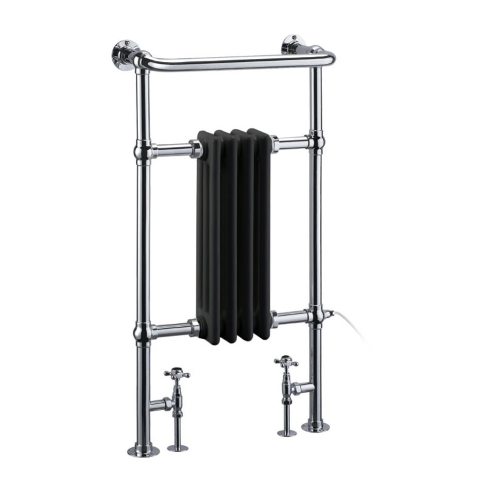 Burlington Traditional towel rail with black column inset Bloomsbury Black R2