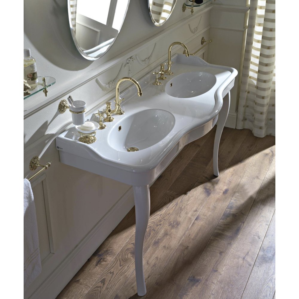 Sbordoni ex Showroom: Klassisches Doppel-Konsolenwaschtisch SB Palladio 150cm mit Keramik-Beinen