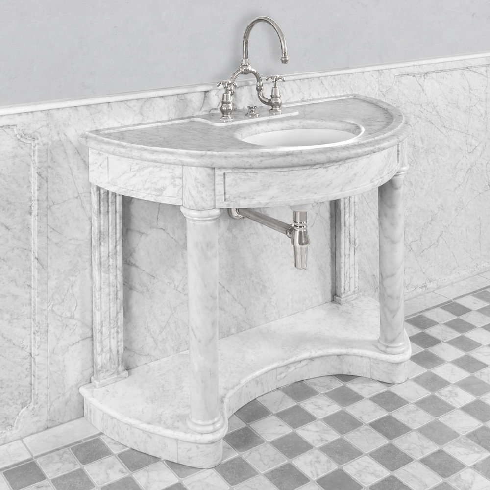 Lefroy Brooks Marble LB Demi Lune Carrara marmer console wastafel LB-6330WH