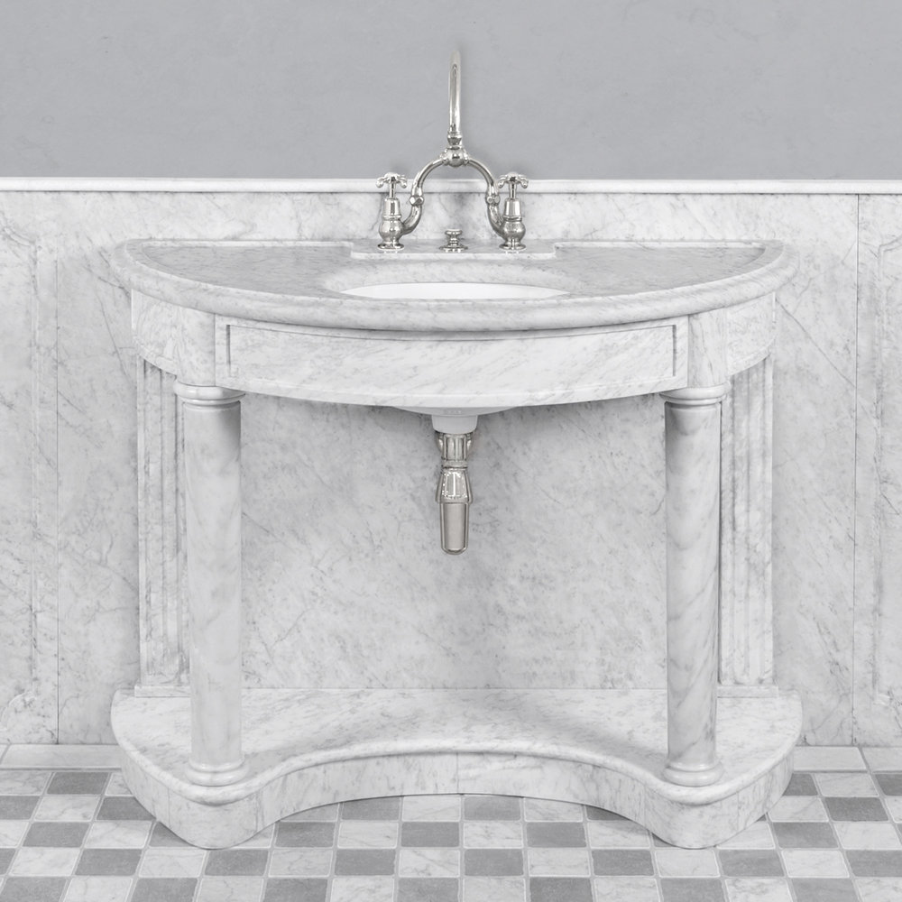 Lefroy Brooks Marble LB Demi Lune Carrara marmer console wastafel LB-6330WH