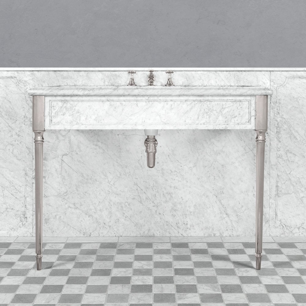 Lefroy Brooks Marble LB Edwardian single carrara marble console with legs LB-6334WH