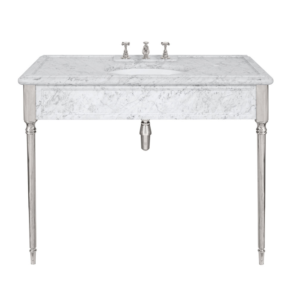 Lefroy Brooks Marble LB Edwardian Konsolenwaschtisch aus Carrara Marmor mit Füssen LB-6334WH