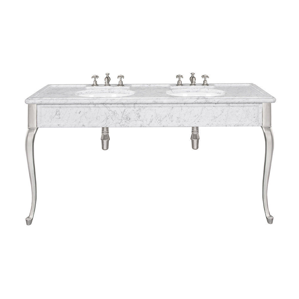 Lefroy Brooks Marble LB La Chapelle double carrara marble console with cabriole legs LB-6435WH