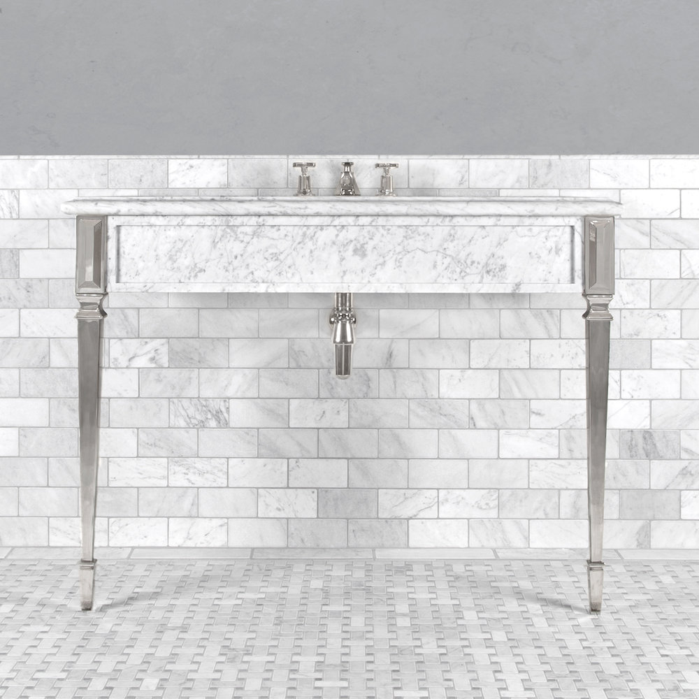 Lefroy Brooks Marble LB Mackintosh Konsolenwaschtisch aus Carrara Marmor mit Deco-Füssen LB-6343WH