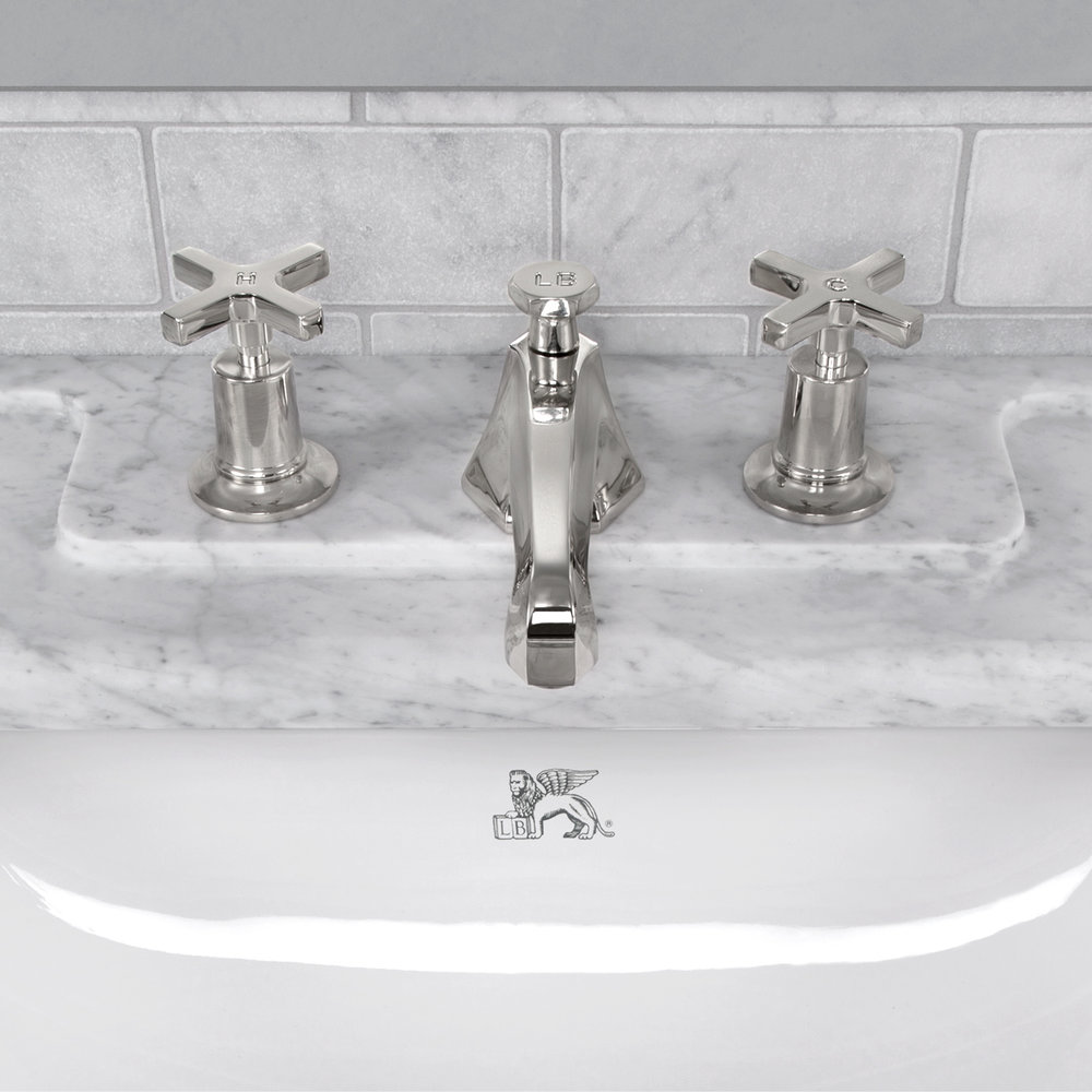 Lefroy Brooks Marble LB Mackintosh Konsolenwaschtisch aus Carrara Marmor mit Deco-Füssen LB-6343WH