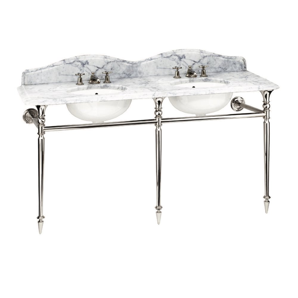 Bard & Brazier B&B Hepburn Double Carrara marmer console wastafel met onderstel