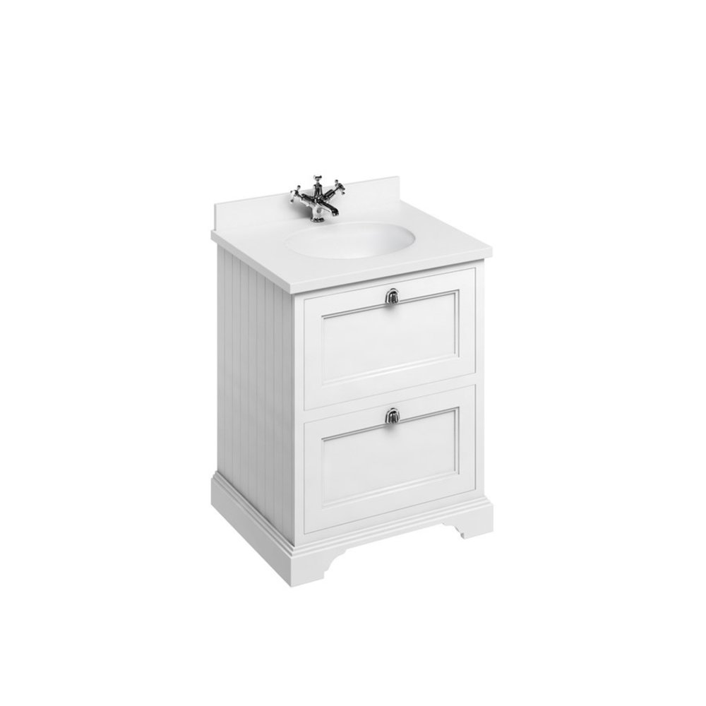 BB Edwardian 65 basin unit with white Minerva top and basin FF9-BW66