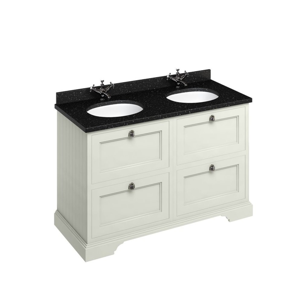 BB Edwardian 130 basin unit with Black Granite Minerva top and 2 basins FC10-BB12