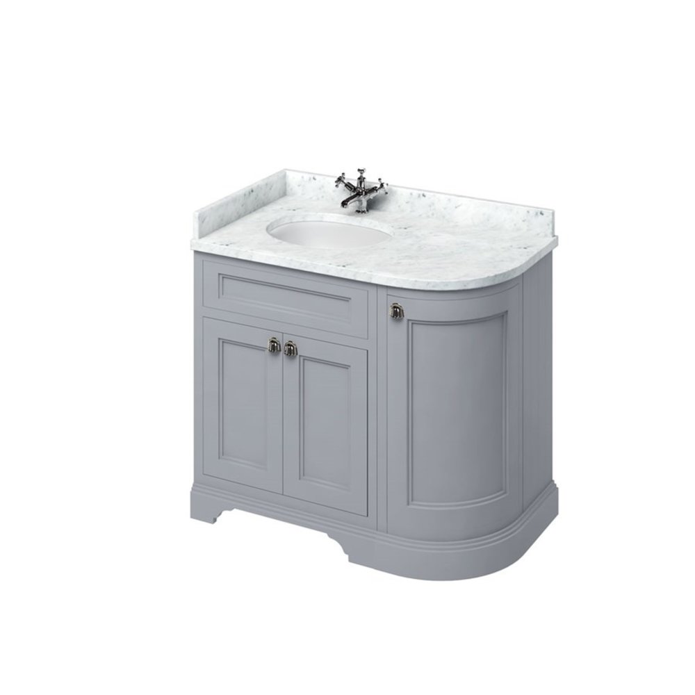 BB Edwardian 100 basin unit with Carrara white Minerva top and basin left hand FC2-BC98L