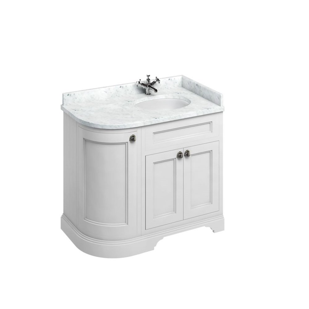 BB Edwardian 100 basin unit with Carrara white Minerva top and basin right hand FC3-BC98R