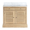 Neptune Edinburgh 1000 - oak wash basin stand with doors, marble top and underbuilt basin