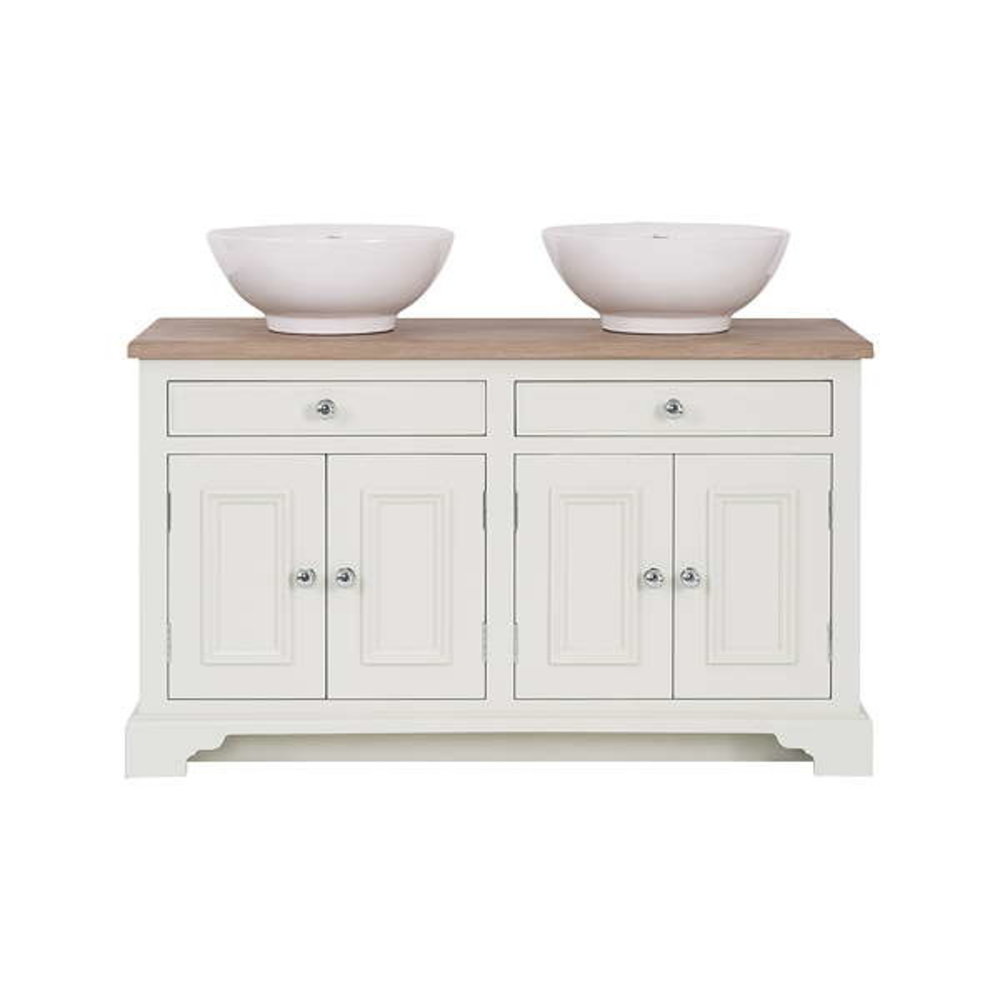 Neptune Chichester 1240 - wooden wash basin stand with drawers and doors, oak top and countertop basins