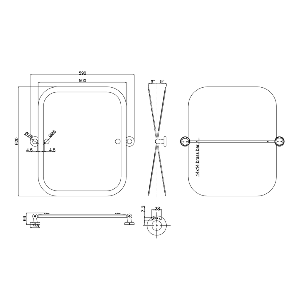 BB Arcade Burlington Rectangular Swivel Mirror