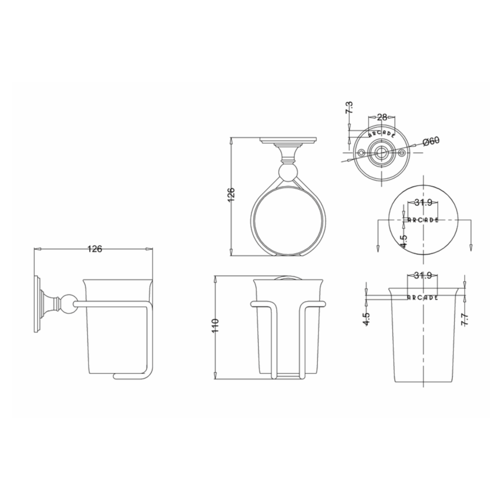 OUTLET Arcade Wandbecherhalter BB Arcade OUTLET Arcade Wandbecherhalter