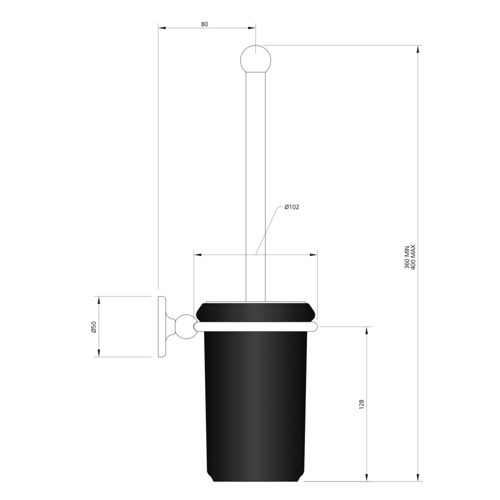 Lefroy Brooks 1900 Classic Black LB1900 Classic  Black WC-Bürstenhalter mit Wandhalterung BK-4503