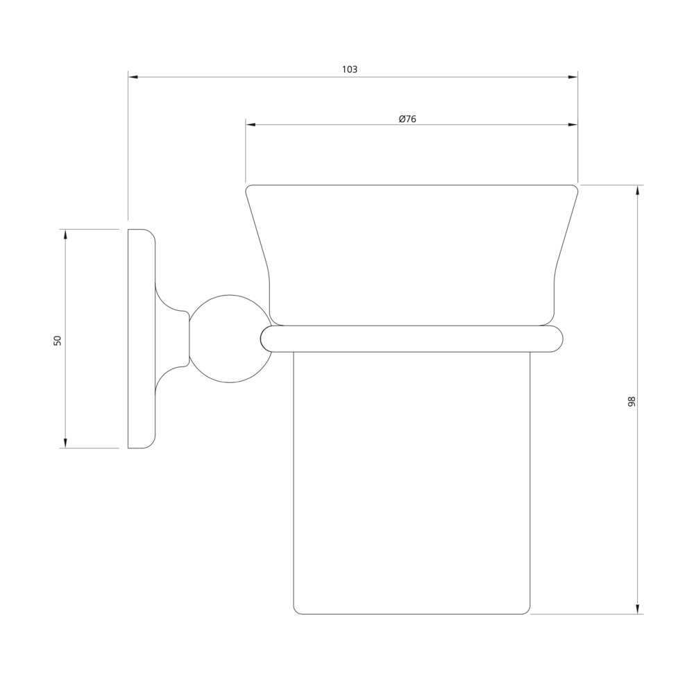 Lefroy Brooks 1900 Classic LB1900 Classic White Beker met houder voor wandmontage LB-4933