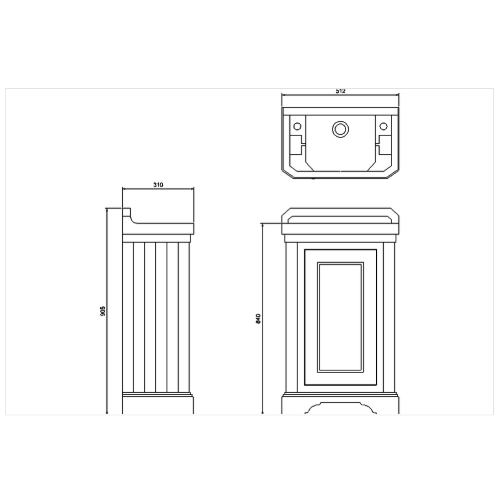 BB Edwardian Edwardian 51cm cloakroom basin unit with door