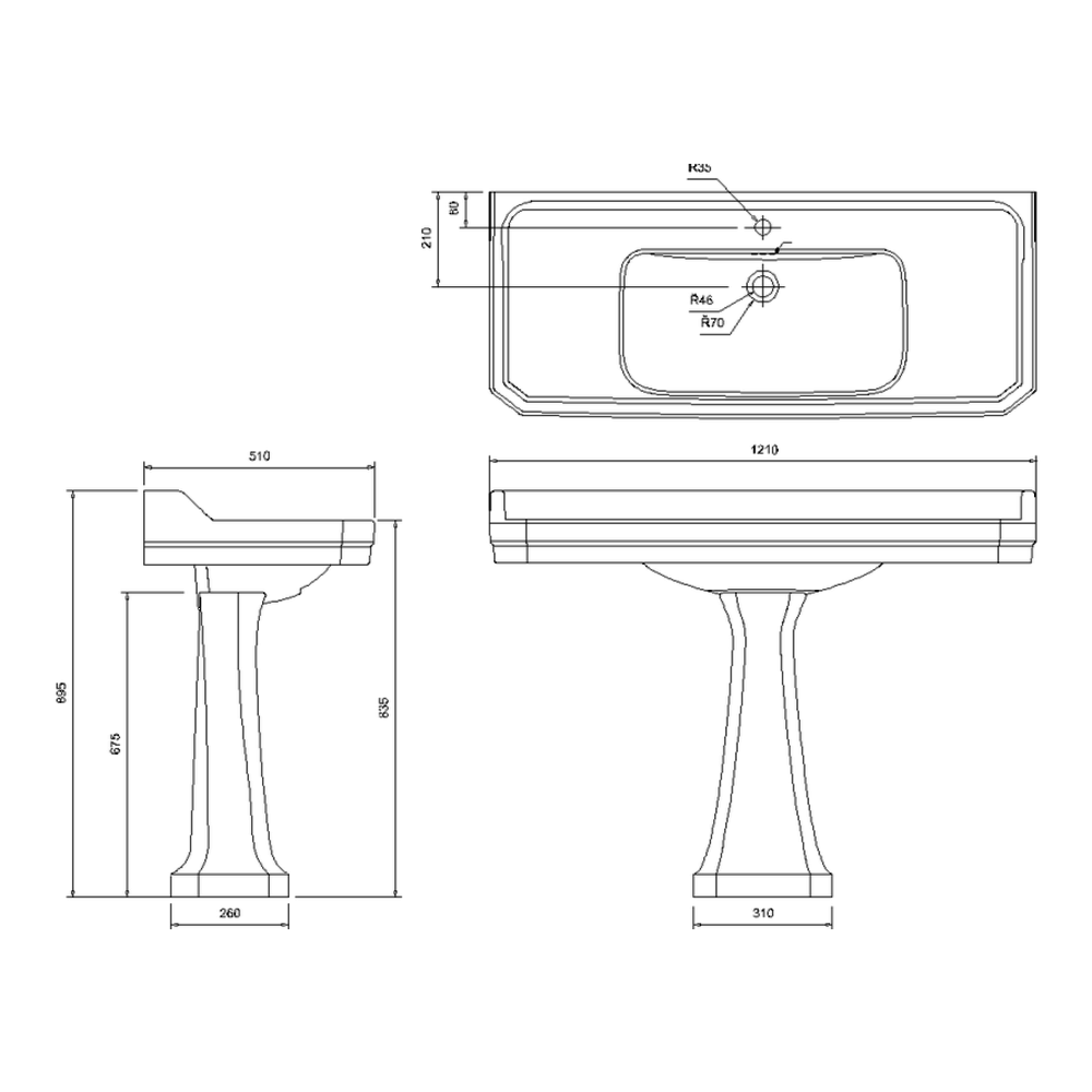 BB Edwardian Edwardian 120cm basin with pedestal