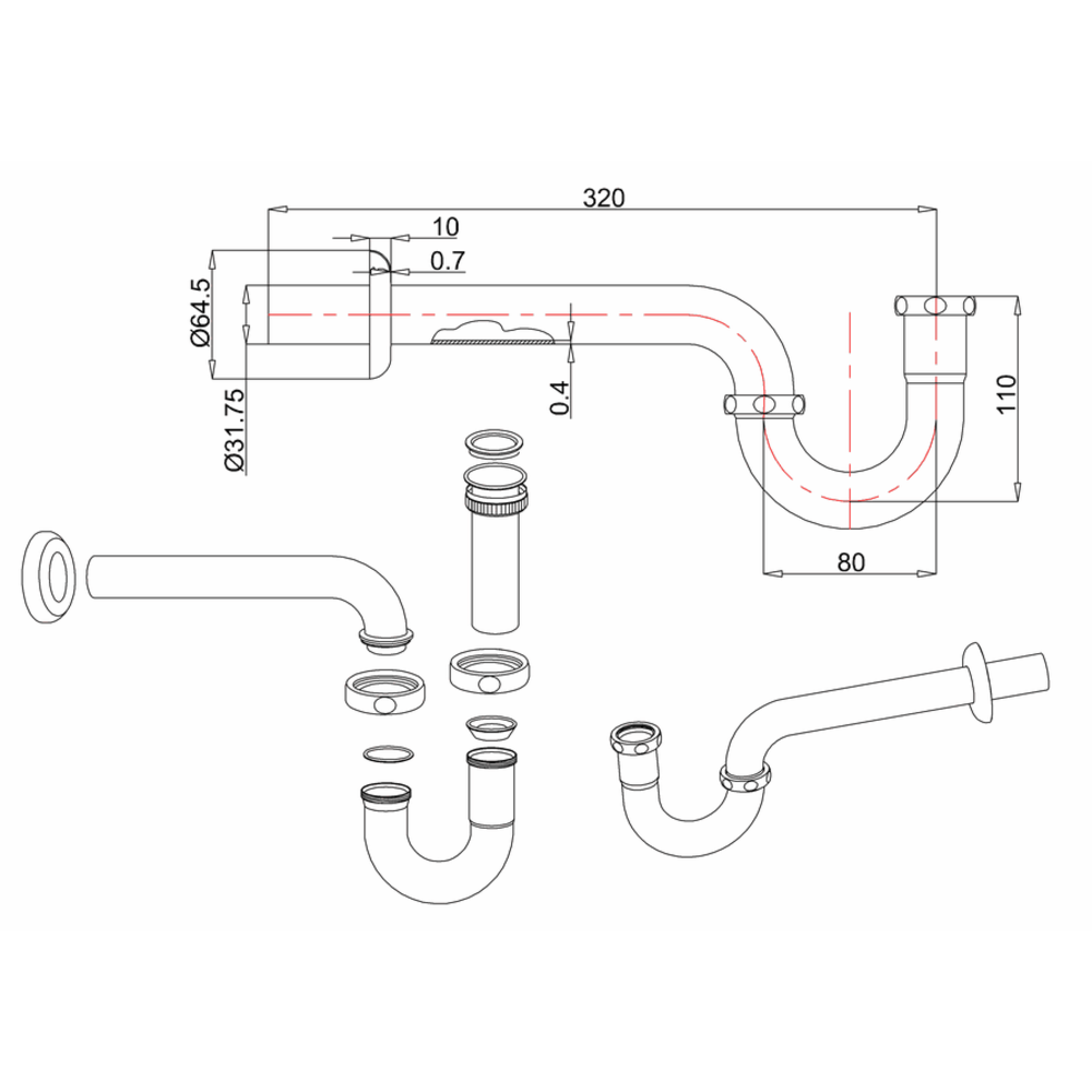 Burlington Burlington Traditioneller Bidet-Siphon W27