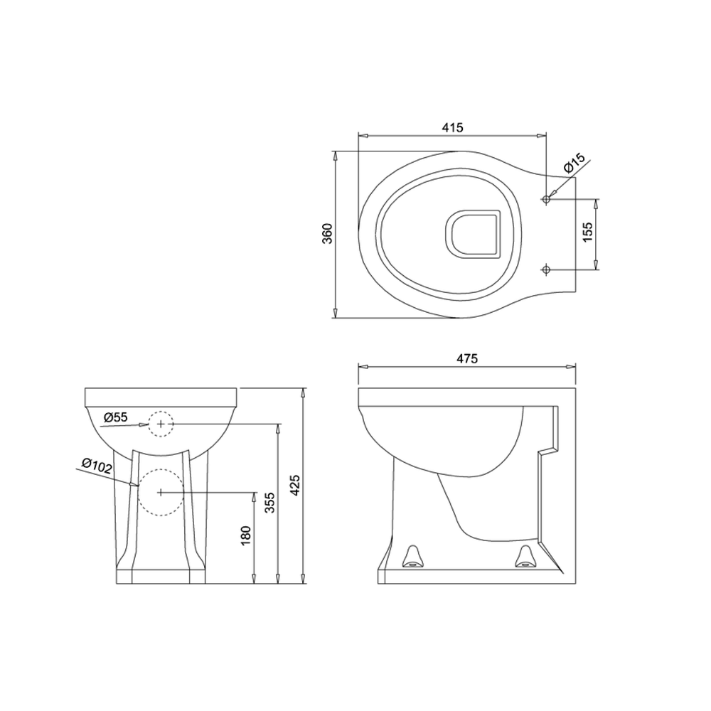 BB Edwardian Stand-WC zur Montage an der Wand