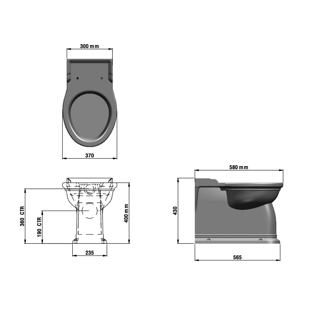 Perrin & Rowe Victorian Stand-WC zur Montage an der Wand