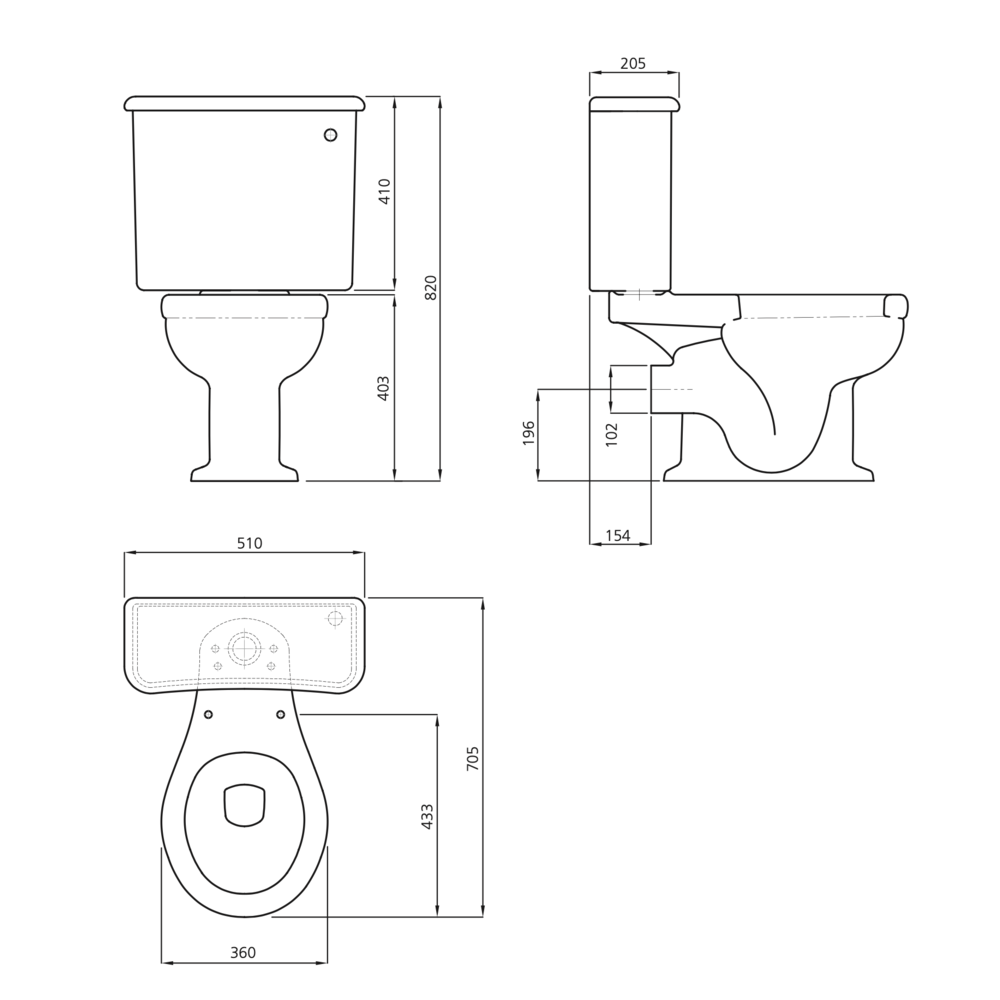 Lefroy Brooks 1910 La Chapelle LB La Chapelle Stand-WC mit Spülkasten