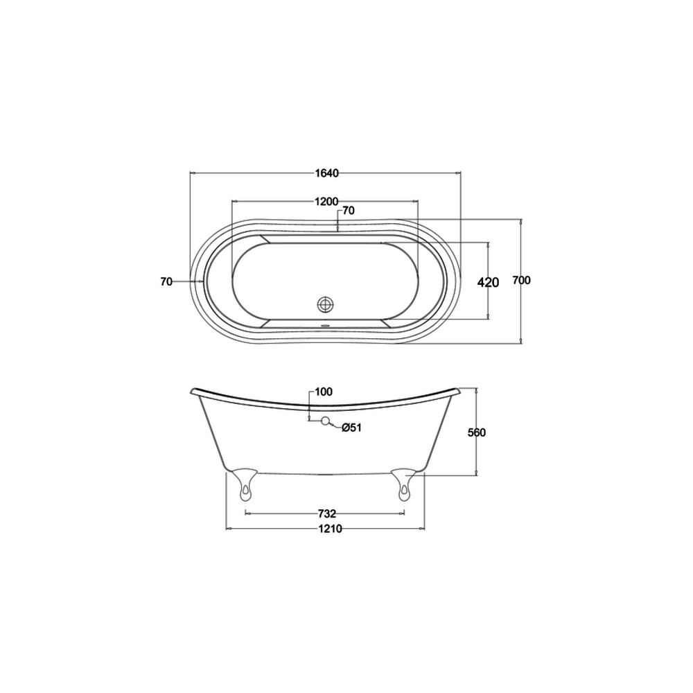 Burlington Freistehende Badewanne Bateau 1640