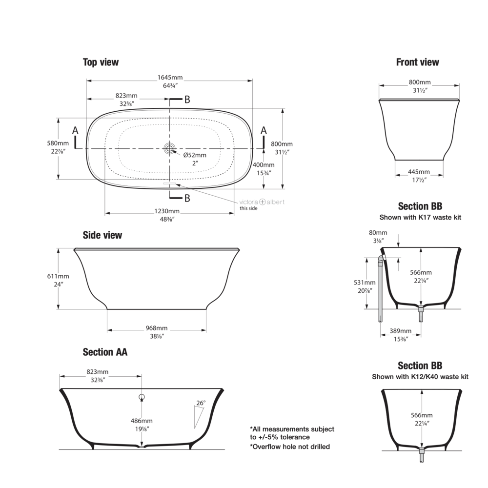 Victoria + Albert V+A freestanding bath Amiata 1650