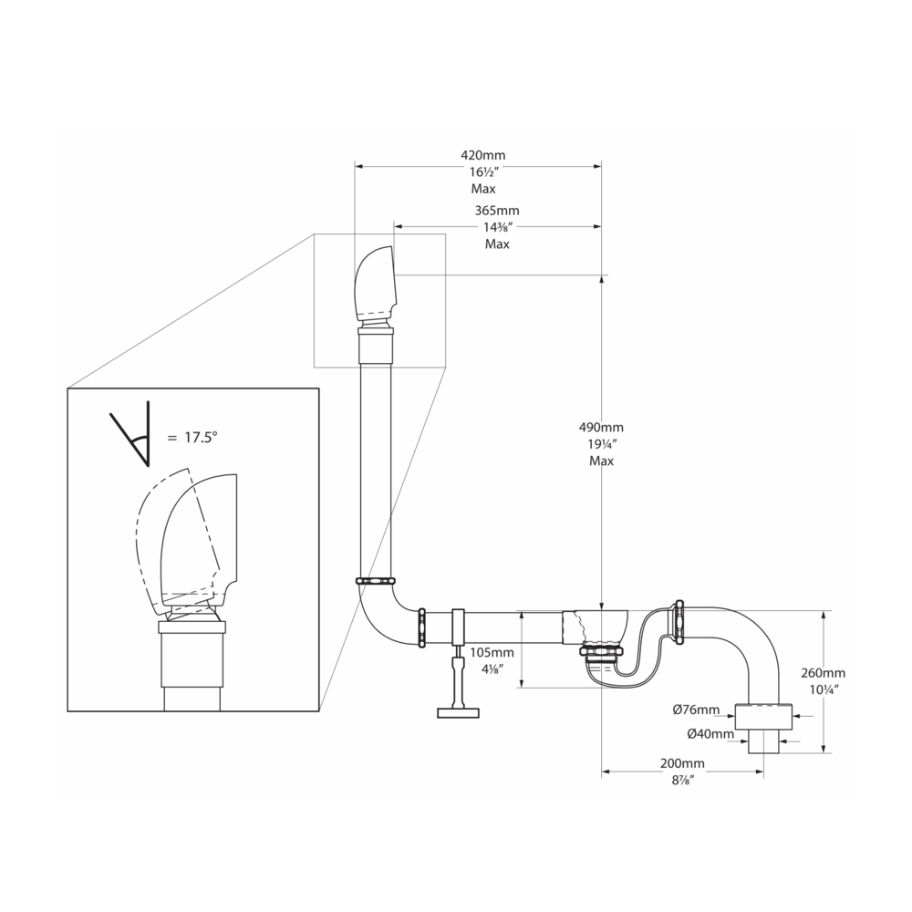 Victoria + Albert V+A exposed bath overflow with plug and chain K-31