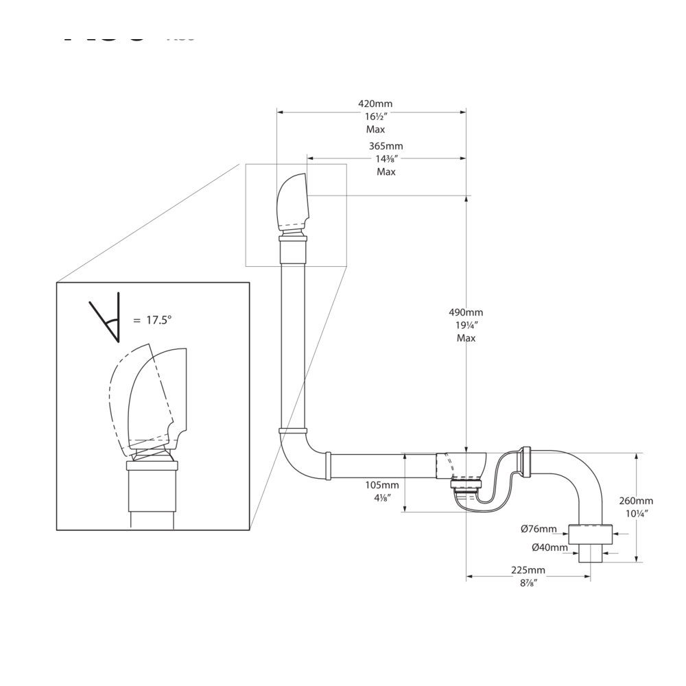 Victoria + Albert V+A exposed bath overflow with click-clack waste K-30