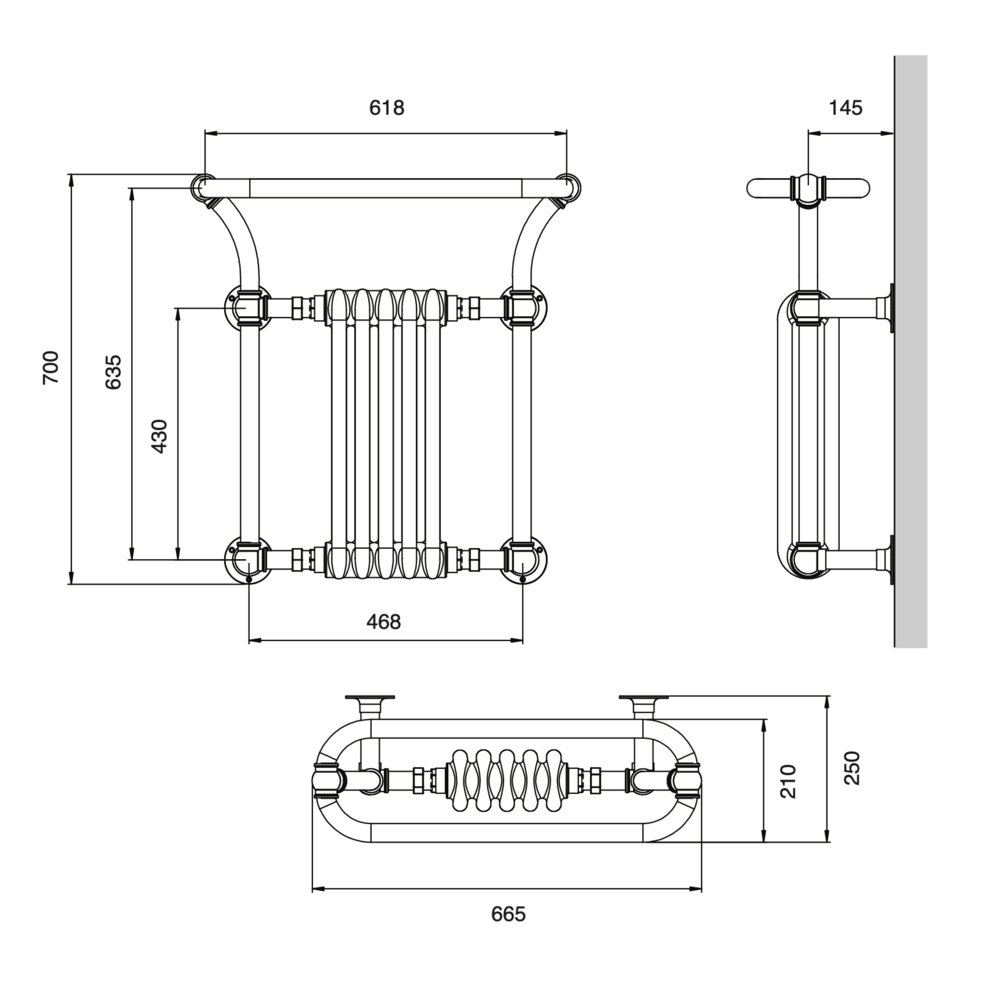 Bard & Brazier B&B Klassischer Handtuchwärmer mit integriertem Radiator  weiss - Florian FLW70/66R