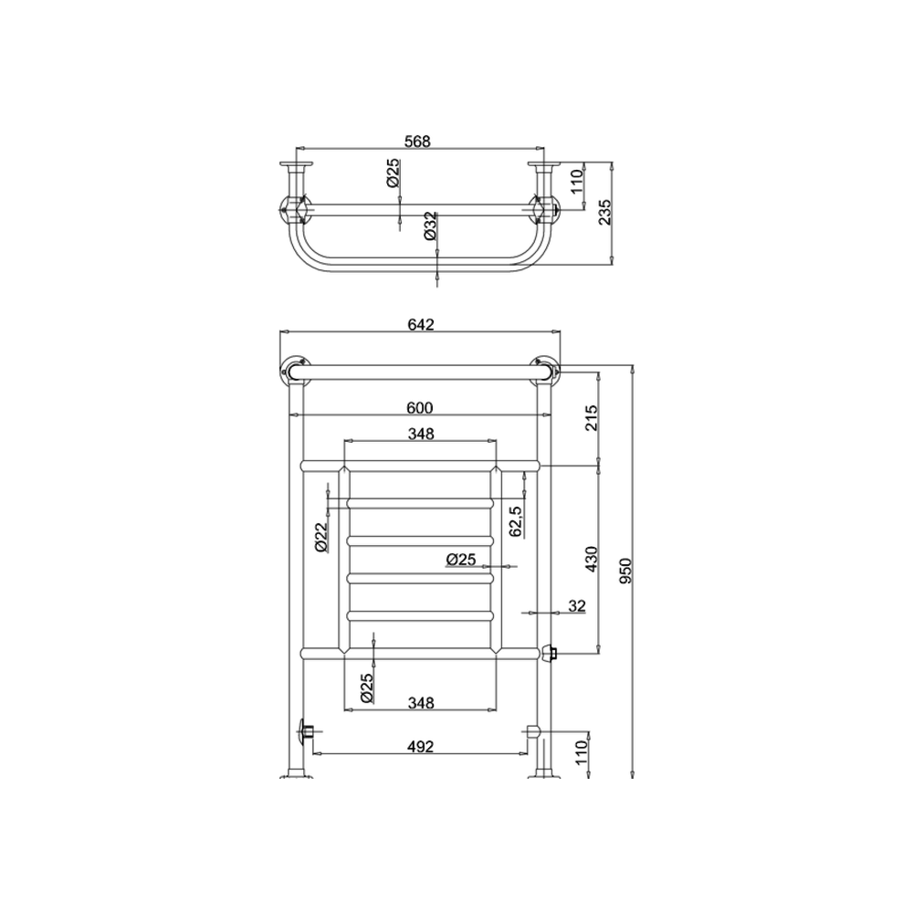 Burlington Traditional towel rail with chrome inset Vincent R5