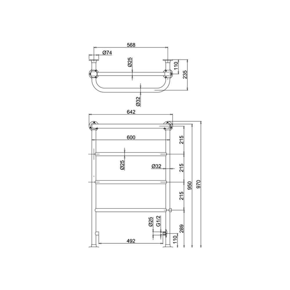 Burlington Traditional towel rail chrome Berkeley R4